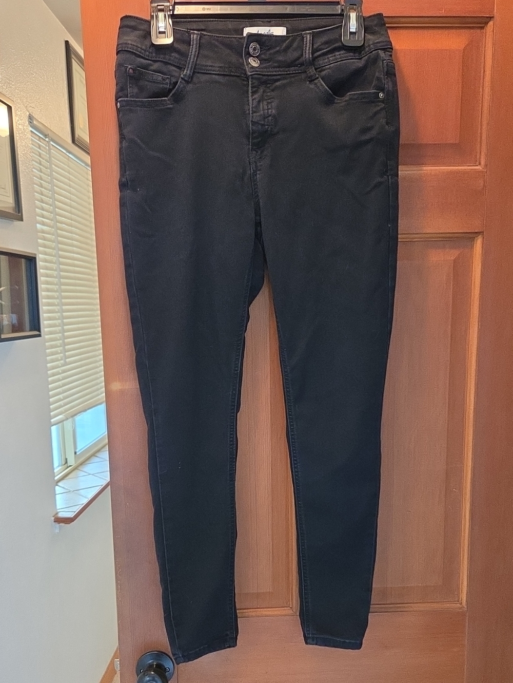 Angels Black Double-Button Stretch Jeans